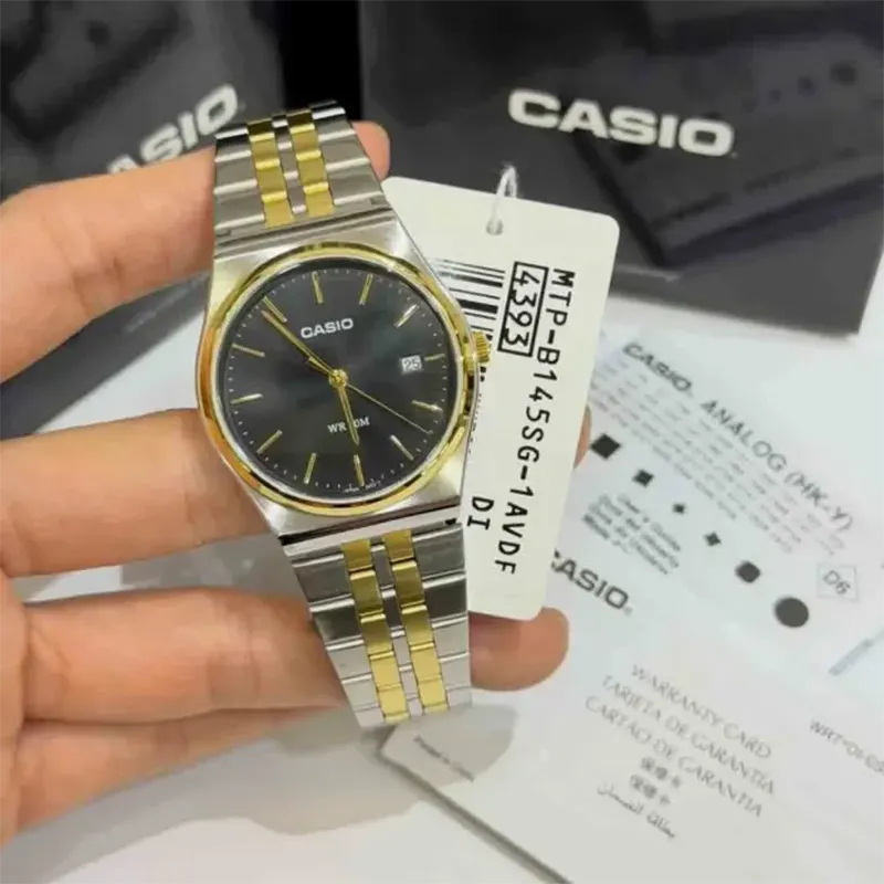 Casio Japan Enticer Black Dial Two-tone Men's Watch- MTP-B145SG-1AV